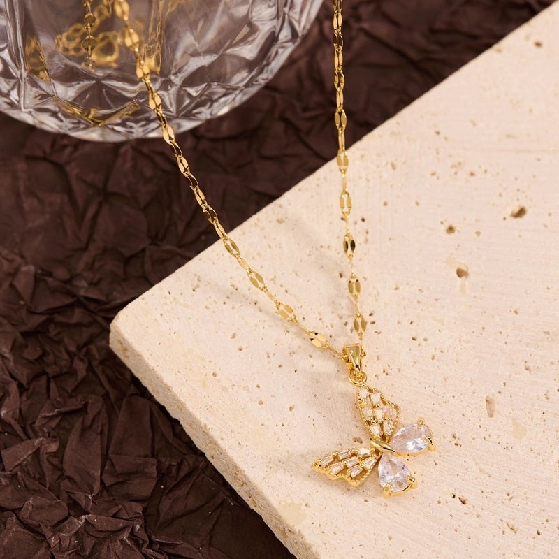 Titanium Steel Copper Leaf Heart Shape Pendant Necklace