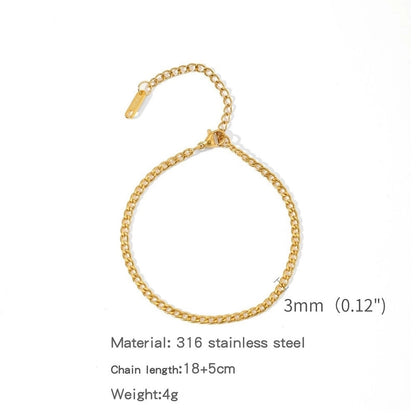 Minimalist Classic Style Geometric 304 Stainless Steel Cable Chain Snake Chain Bracelets In Bulk