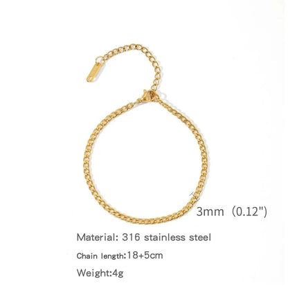 Minimalist Classic Style Geometric 304 Stainless Steel Cable Chain Snake Chain Bracelets In Bulk