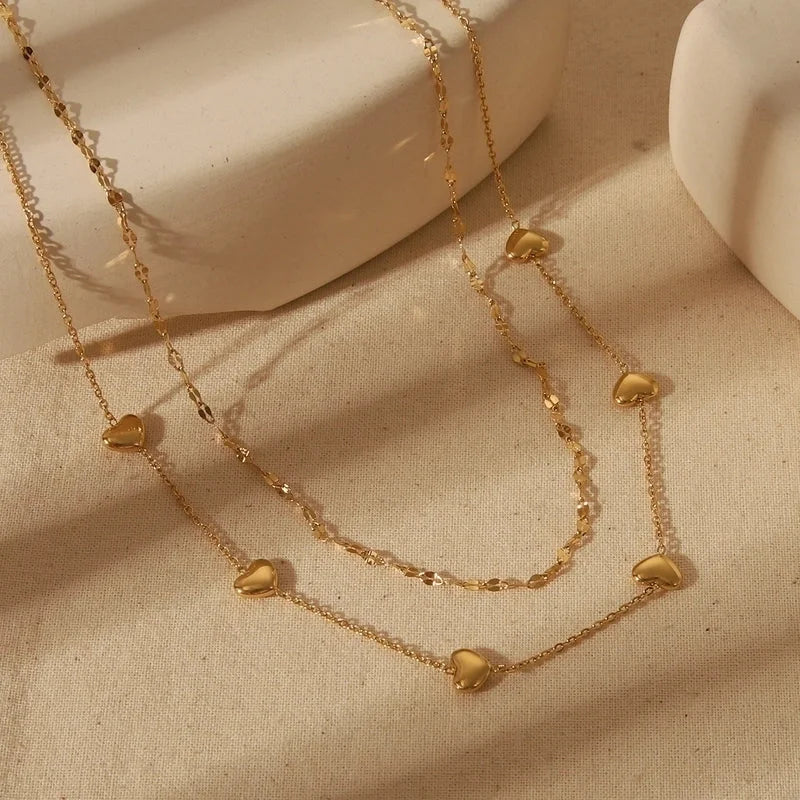 IG Style Elegant Commute Heart Shape Solid Color 304 Stainless Steel 18K Gold Plated Pendant Necklace