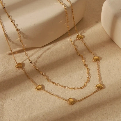 IG Style Elegant Commute Heart Shape Solid Color 304 Stainless Steel 18K Gold Plated Pendant Necklace