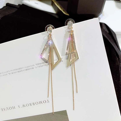 2 Pieces Elegant Star Tassel Heart Shape Inlay Alloy Artificial Pearls Rhinestones Glass Earrings