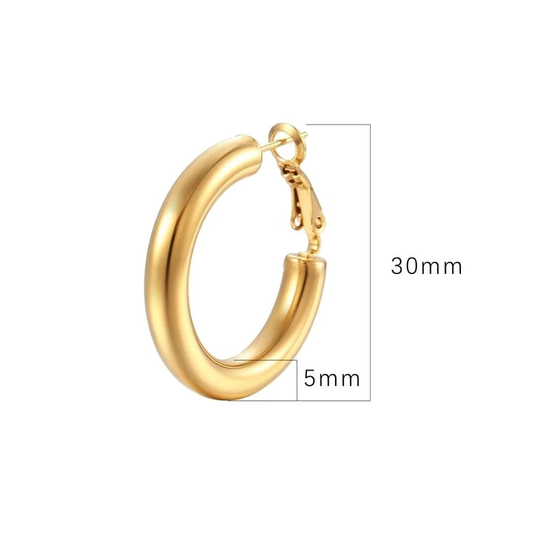 Fashion Round Plating 304 Stainless Steel 18K Gold Plated Earrings