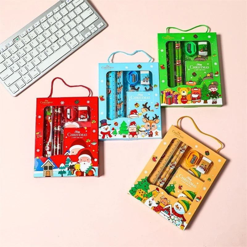 1 Set Cartoon Learning Christmas Plastic Cartoon Style Stationary Sets