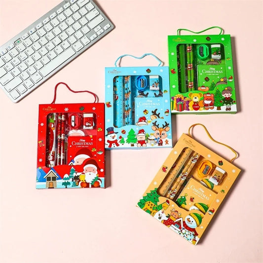 1 Set Cartoon Learning Christmas Plastic Cartoon Style Stationary Sets