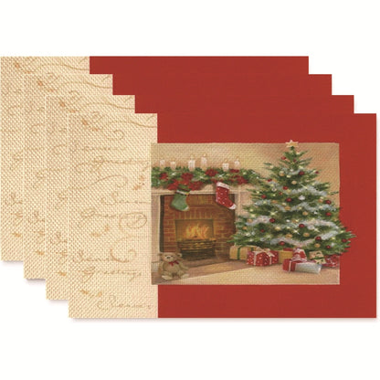 Christmas Nordic Style Christmas Tree Bow Knot Snowflake Linen Cotton And Linen Placemat