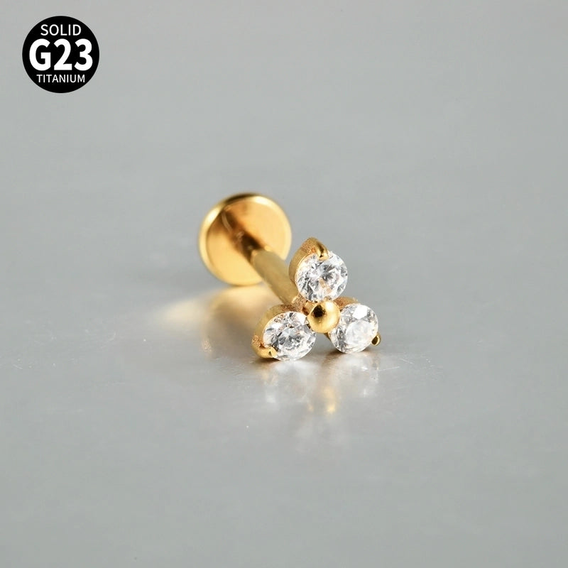 2 Pieces 3 Pieces Lip Rings Casual Elegant Vacation Triangle Flower G23 Titanium Zircon Zircon 18K Gold Plated Lip Rings Ear Cartilage Rings & Studs