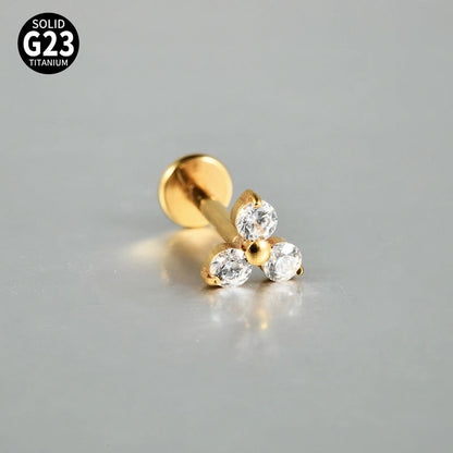 2 Pieces 3 Pieces Lip Rings Casual Elegant Vacation Triangle Flower G23 Titanium Zircon Zircon 18K Gold Plated Lip Rings Ear Cartilage Rings & Studs