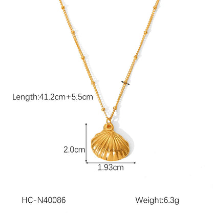 IG Style Pearl Shell Geometric Stainless Steel Titanium Steel Electroplating Necklaces
