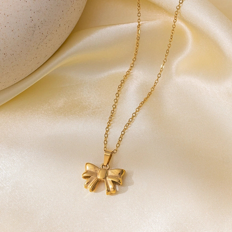 Elegant Sweet Streetwear Bow Knot Titanium Steel Plating Bracelets Earrings Necklace