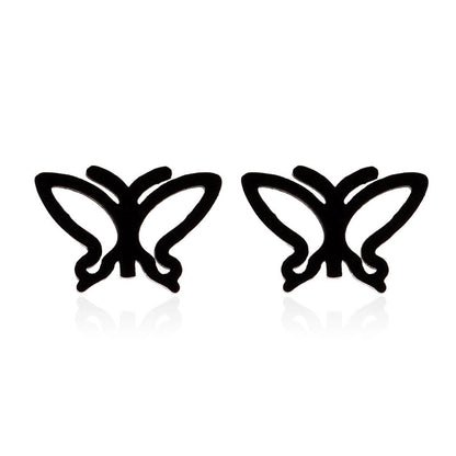 1 Pair Retro Butterfly Plating Hollow Out 304 Stainless Steel 18K Gold Plated Ear Studs