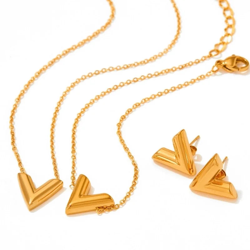 Minimalist Letter Stainless Steel Titanium Steel Bracelets Earrings Necklace