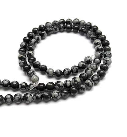 1 Piece Diameter 4mm Diameter 6 Mm Diameter 8mm 1.2-1.5mm Natural Stone Snowflake Obsidian Geometric Polished Beads