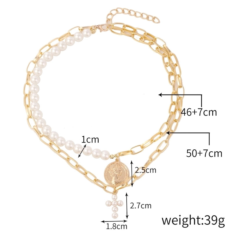 2 Pieces Elegant Lady Modern Style Letter Water Droplets Butterfly Artificial Pearl Alloy Copper Pendant Necklace