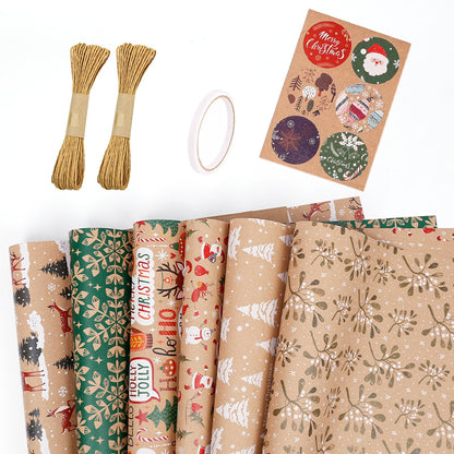 Christmas Gift Gift Box Wrapping Paper Brown Kraft Paper Uv Printing Environmentally Friendly Christmas Wrapping Paper Set