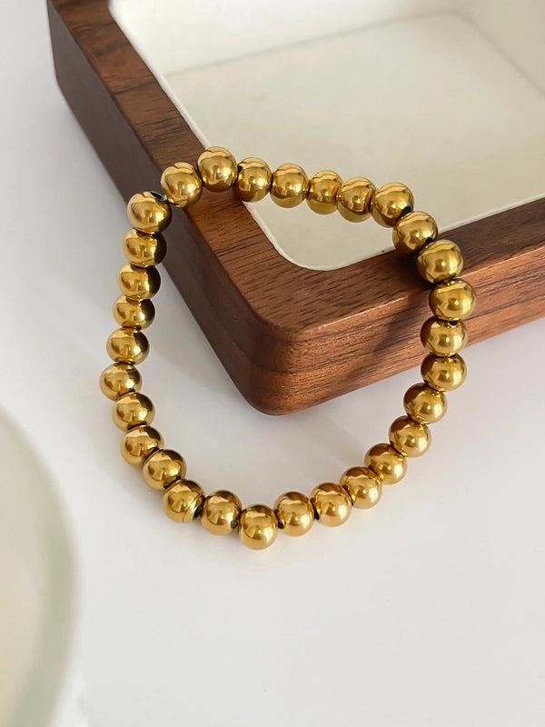 Casual Minimalist Round 316L Stainless Steel 18K Gold Plated Bracelets In Bulk