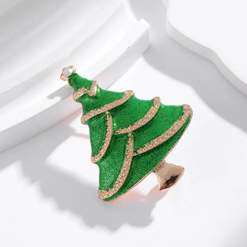 Cute Pin Christmas Tree Wreath Zinc Alloy Enamel Plating Inlay Rhinestones Unisex Brooches
