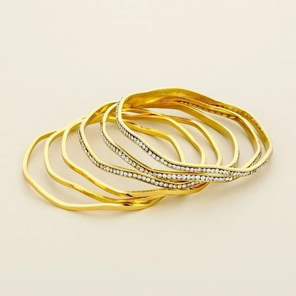 Bridal Minimalist Geometric 304 Stainless Steel 18K Gold Plated Zircon Bangle In Bulk