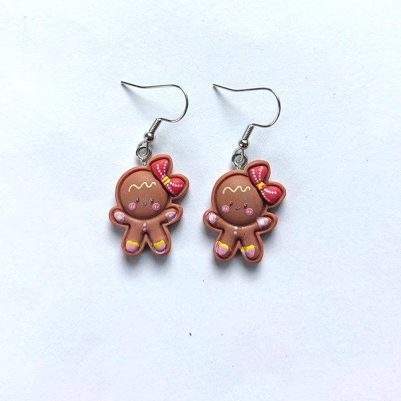 Cute Christmas Tree Snowman Elk Resin Three-dimensional Christmas Women's Ear Hook 1 Pair