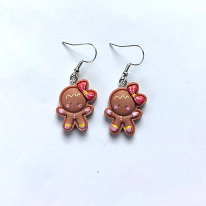 Cute Christmas Tree Snowman Elk Resin Three-dimensional Christmas Women's Ear Hook 1 Pair