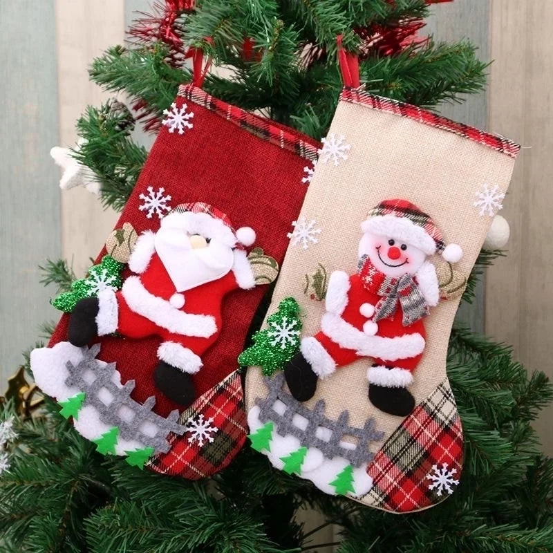 Linen Large Christmas Stockings Ornament Gift Bag Nhmv155578