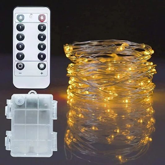 LED Light String Eight Function USB Waterproof Battery Box Remote Control Copper Wire Light String Leather Wire Light String Christmas Decorative Colored Light String