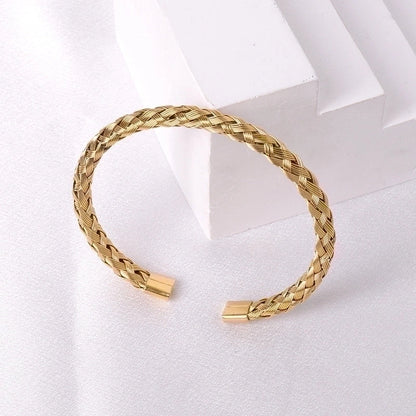 Casual Minimalist Solid Color Stainless Steel Plating Bangle
