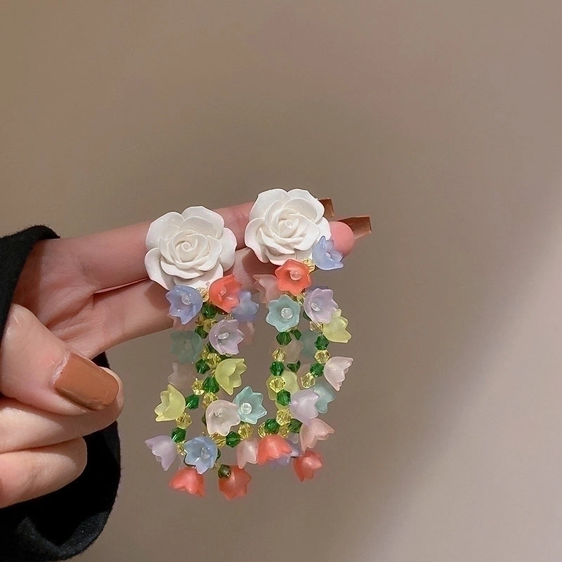 1 Pair Elegant Lady Sweet Geometric Heart Shape Bow Knot Inlay Alloy Artificial Pearls Zircon Earrings