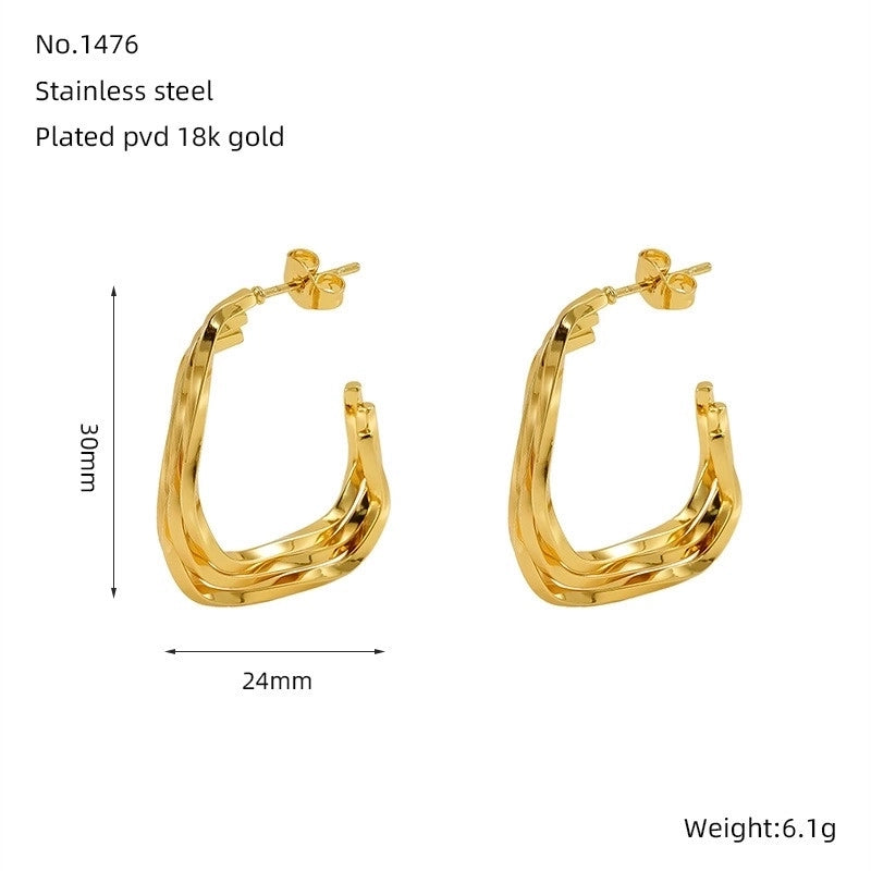 1 Pair Minimalist Classic Style Solid Color 304 Stainless Steel 18K Gold Plated Earrings Ear Studs