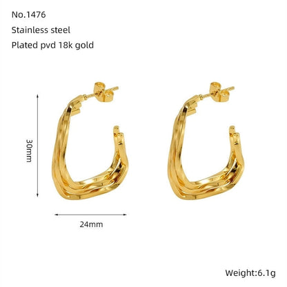 1 Pair Minimalist Classic Style Solid Color 304 Stainless Steel 18K Gold Plated Earrings Ear Studs