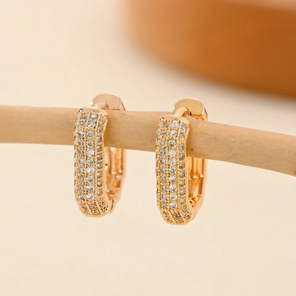 1 Pair Minimalist Solid Color Copper Zircon Earrings