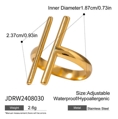 Minimalist Geometric 304 Stainless Steel 18K Gold Plated Rings