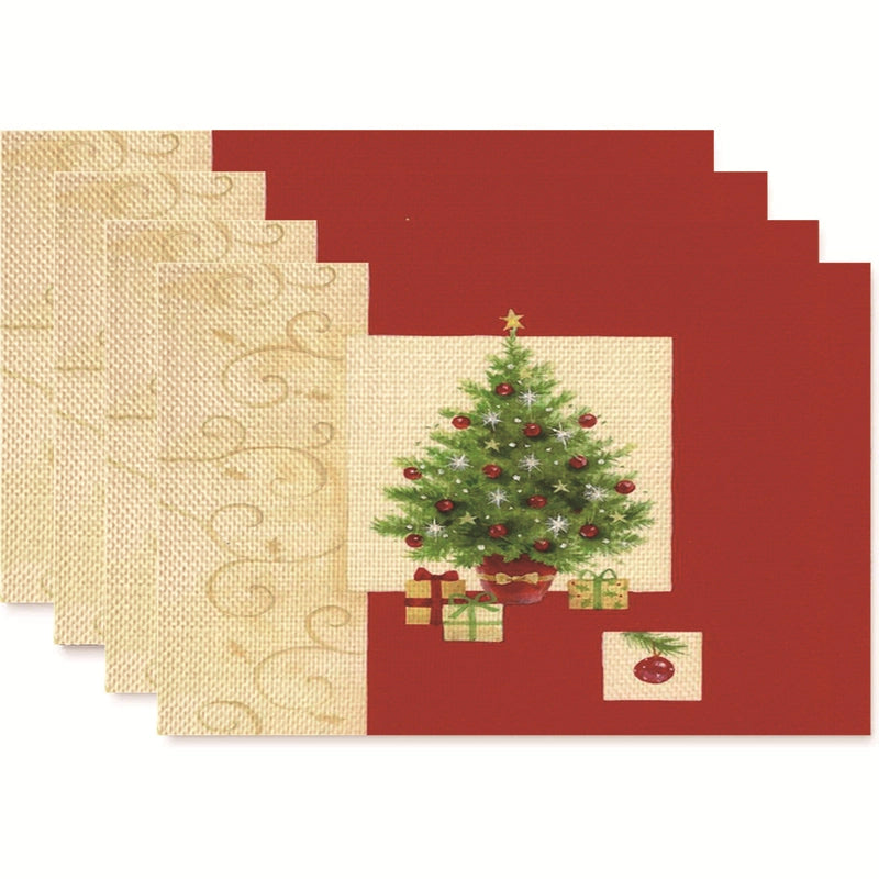 Christmas Nordic Style Christmas Tree Bow Knot Snowflake Linen Cotton And Linen Placemat