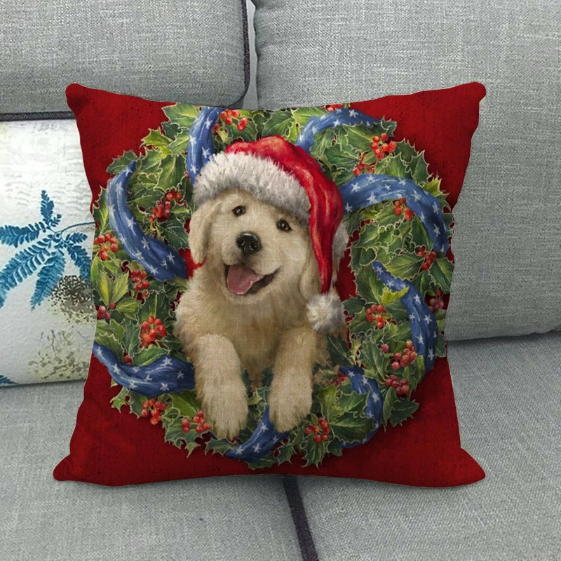 Christmas Nordic Style Modern Style Classic Style Christmas Tree Santa Claus Dog Linen Pillow Cases Couch & Sofa Decor