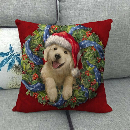 Christmas Nordic Style Modern Style Classic Style Christmas Tree Santa Claus Dog Linen Pillow Cases Couch & Sofa Decor