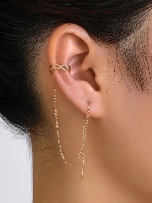 1 Pair Minimalist Solid Color Mesh Copper Drop Earrings