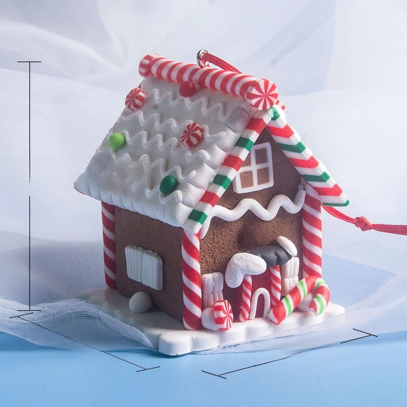 Christmas House Creative Soft Pottery House Without Lights Pendant Christmas Decoration Three-dimensional Luminous House Decoration Ornaments