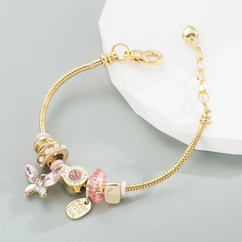 Fashion Geometric Butterfly Copper Artificial Rhinestones Bracelets