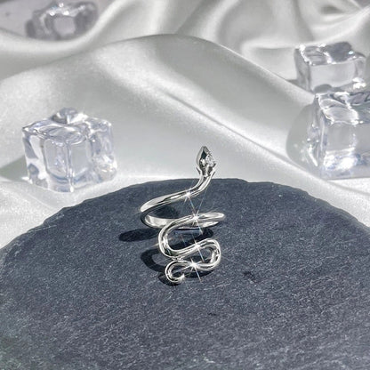 Hip-Hop Cool Style Snake Copper Plating Inlay Rhinestones Open Rings