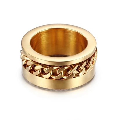 Fashion Geometric Titanium Steel Rhinestones 18K Gold Plated Plating Rings