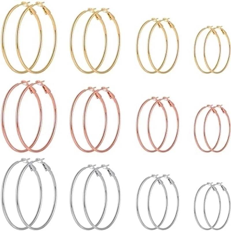 Fashion Circle Stainless Steel Plating Hoop Earrings 1 Pair