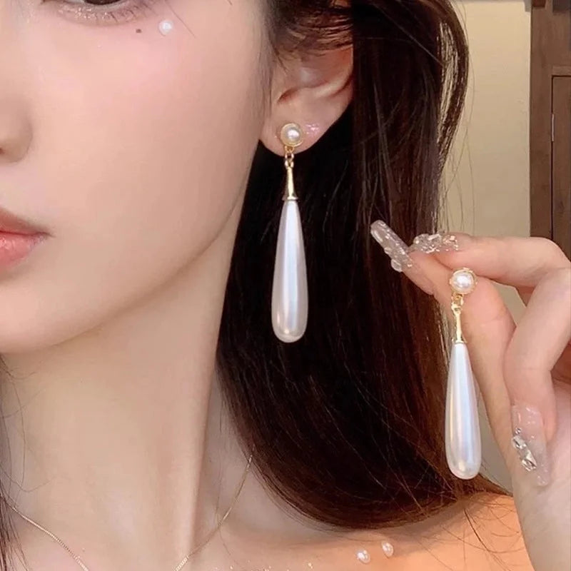 1 Pair IG Style Minimalist U Shape Geometric Flower Inlay Imitation Pearl Artificial Pearls Rhinestones Drop Earrings Ear Studs