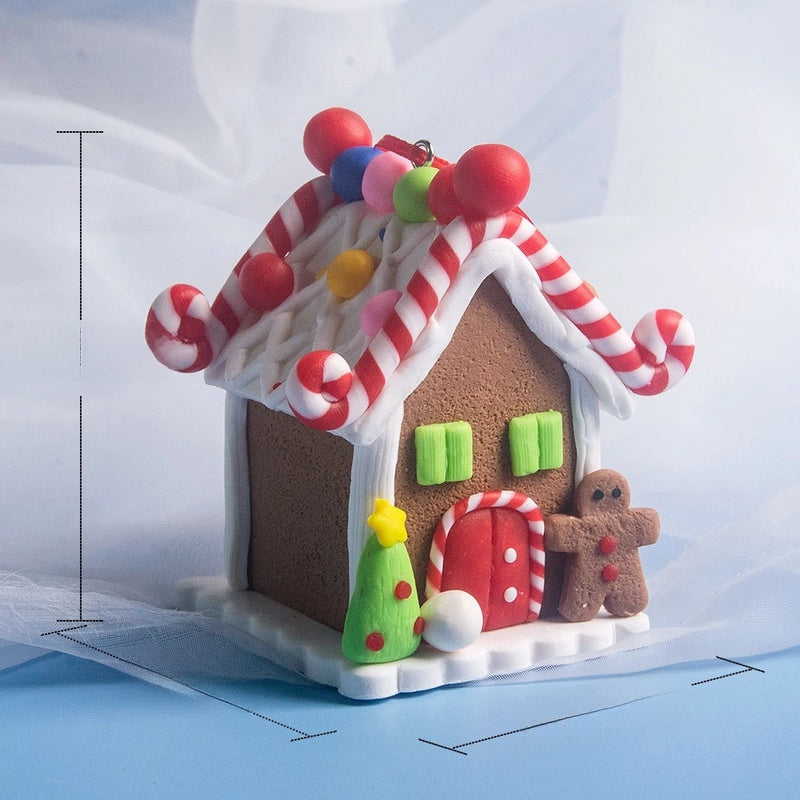 Christmas House Creative Soft Pottery House Without Lights Pendant Christmas Decoration Three-dimensional Luminous House Decoration Ornaments