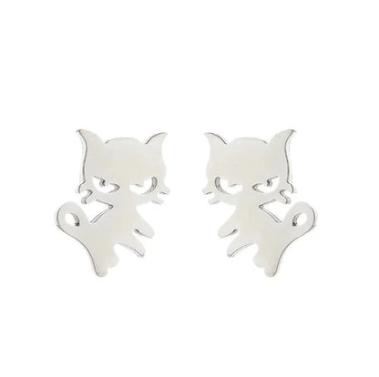 1 Pair Fashion Cat 304 Stainless Steel 18K Gold Plated Ear Studs