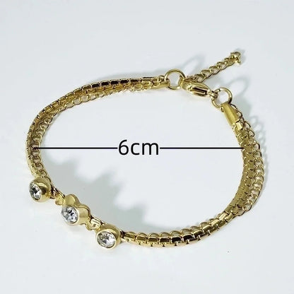 Elegant Geometric Round 304 Stainless Steel 18K Gold Plated Rhinestones Bracelets In Bulk