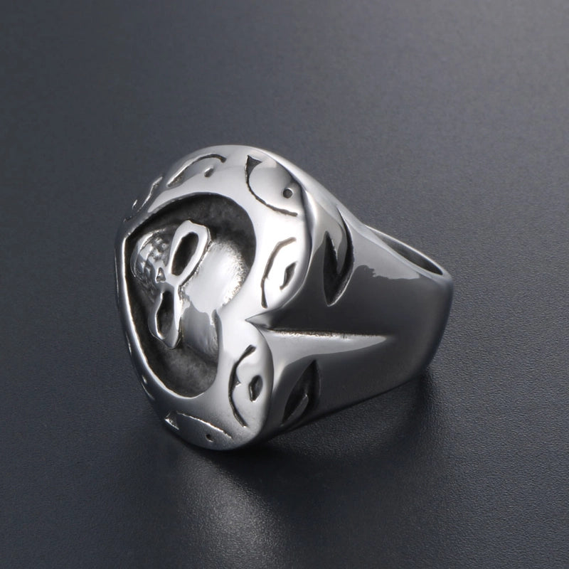 Retro Funny Skull 304 Stainless Steel Polishing Halloween Men's Rings
