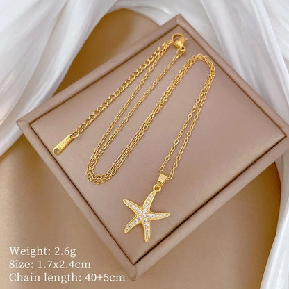 Fashion Geometric Titanium Steel Copper Plating Artificial Diamond Necklace