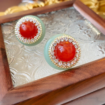 2 Pieces Minimalist Round Ellipse Geometric Copper Electroplating Earrings