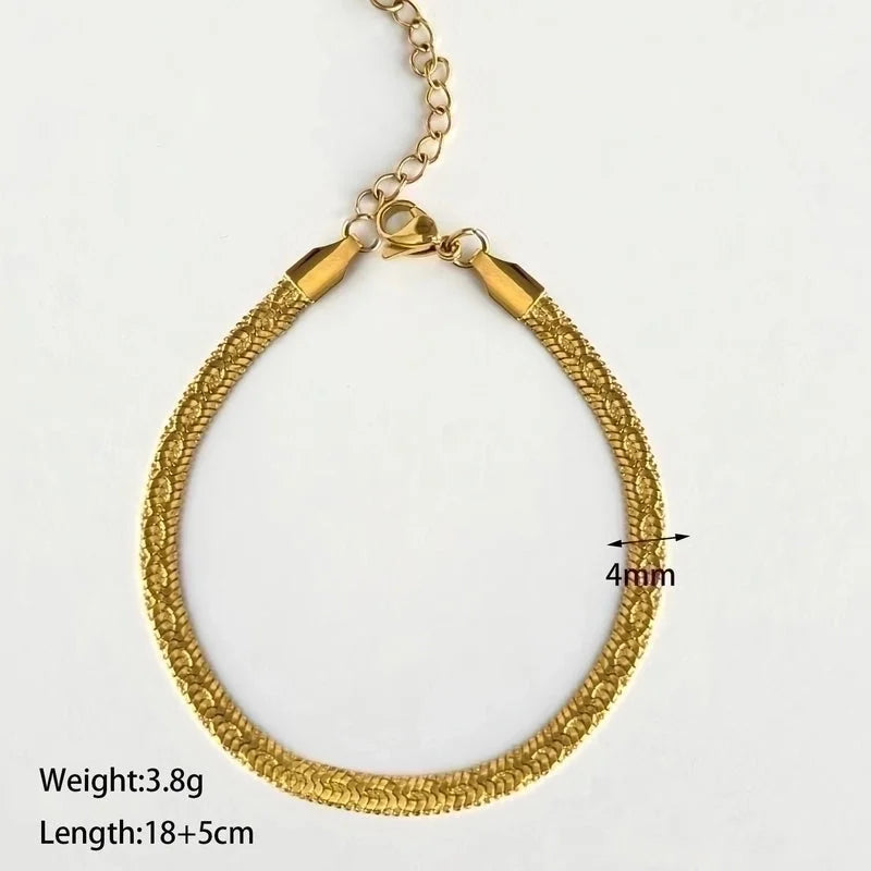 2 Pieces 304 Stainless Steel 18K Gold Plated Minimalist Classic Style Plating Solid Color Bracelets