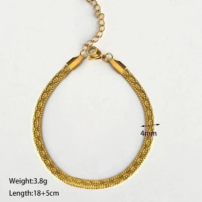 2 Pieces 304 Stainless Steel 18K Gold Plated Minimalist Classic Style Plating Solid Color Bracelets